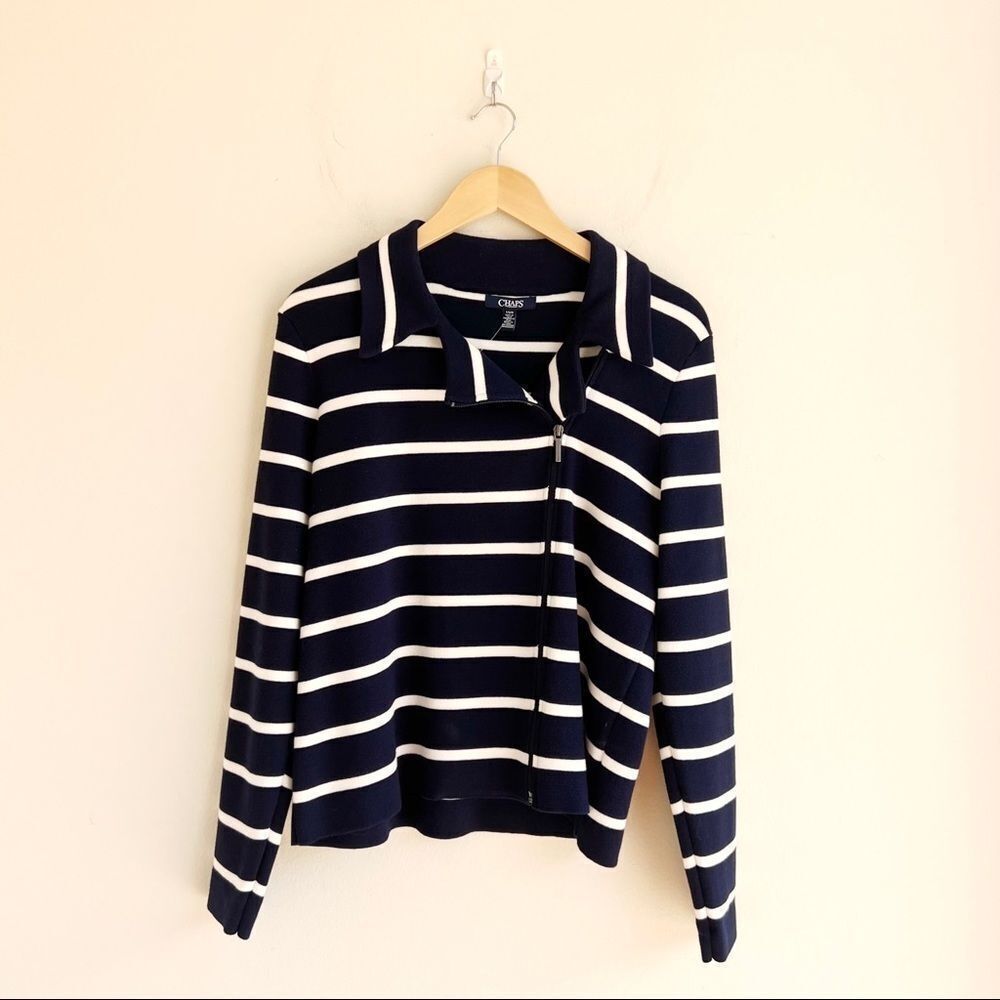 Chaps Striped Knit Soft Jacket - image 1